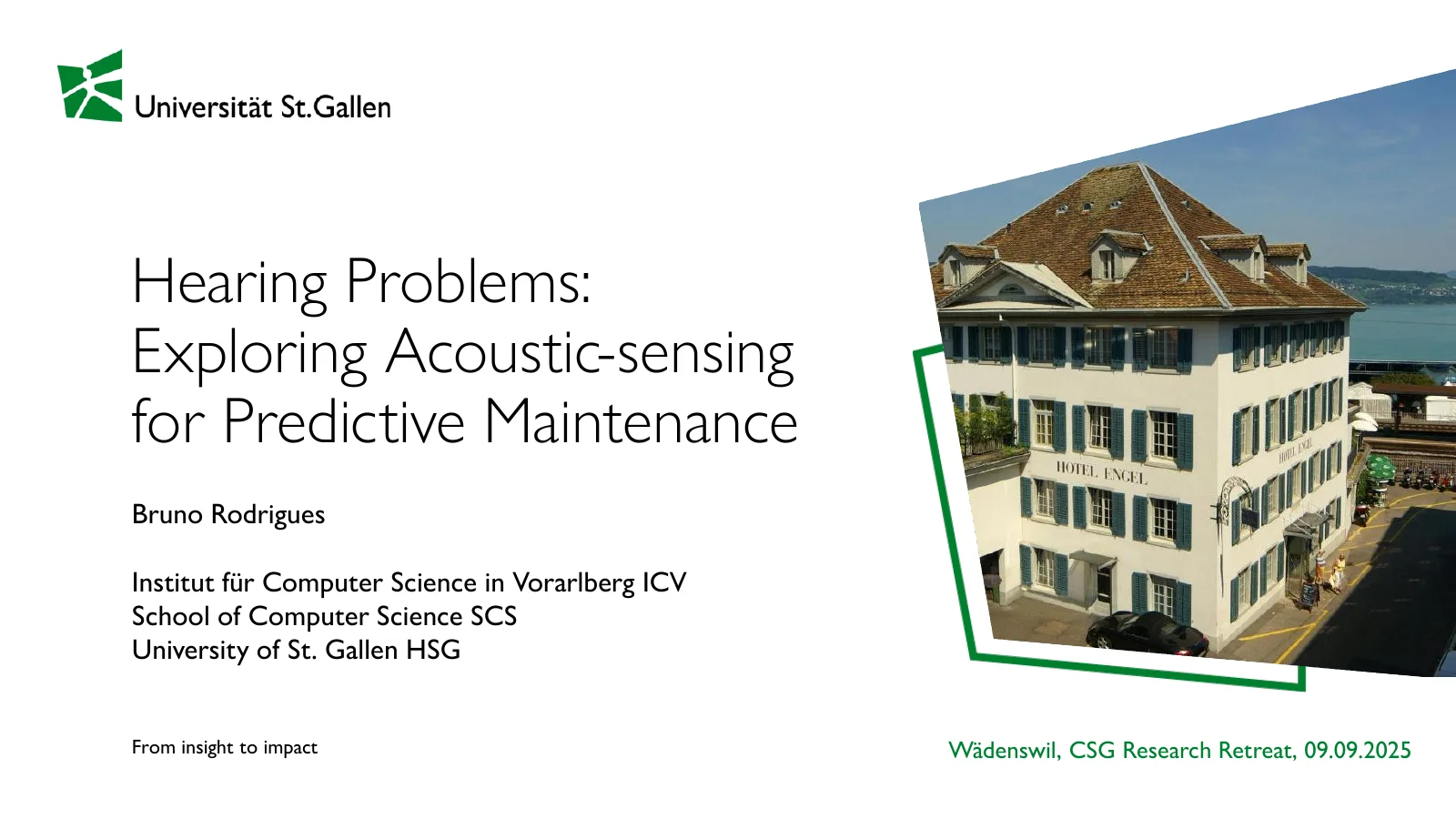 Acoustic sensing for predictive maintenance at the CSG Research Retreat in Wädenswil