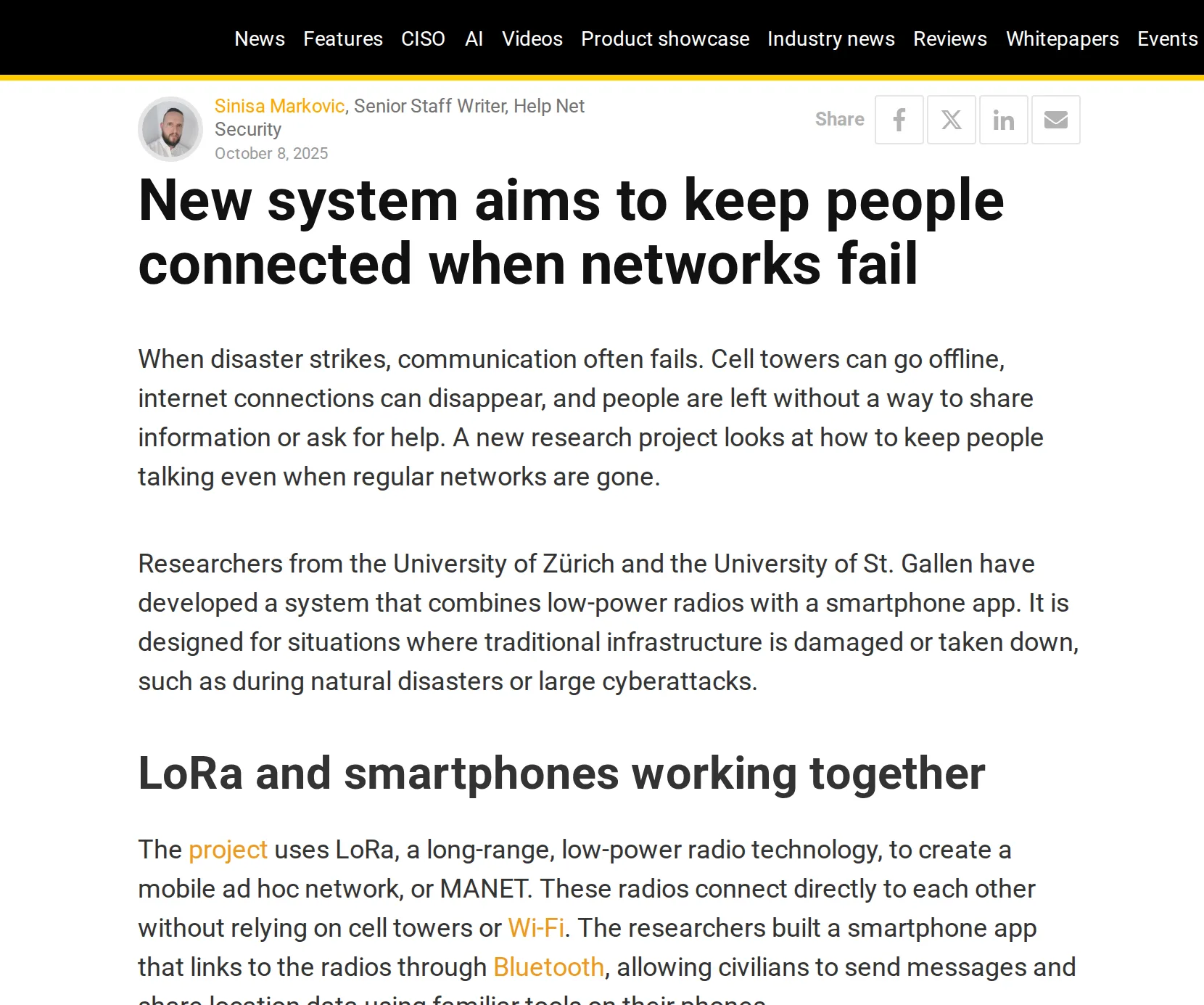 Help Net Security’s coverage of the group’s off-grid emergency communication work