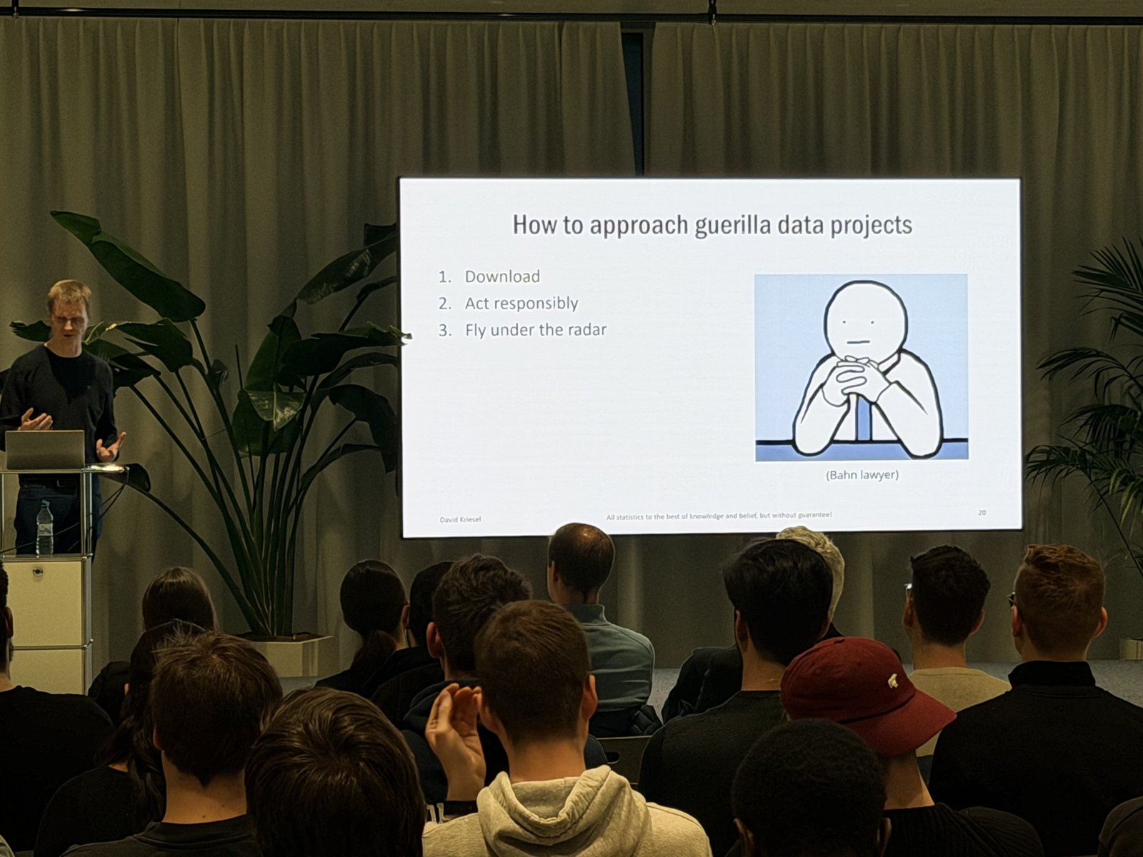 David Kriesel's recipe for guerrilla data projects: download, act responsibly, fly under the radar