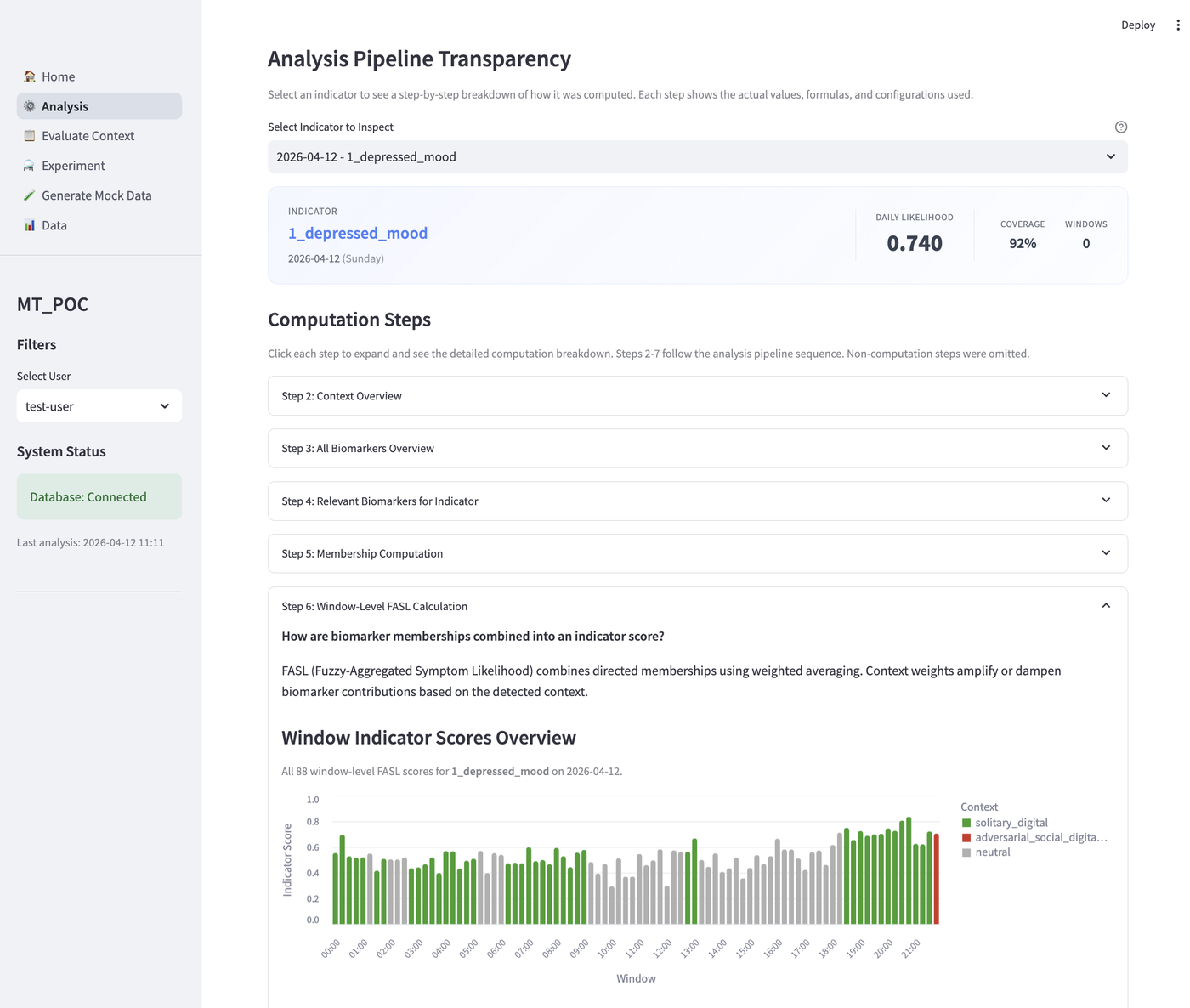 Pipeline transparency: every computation step unfolds, down to the individual formula