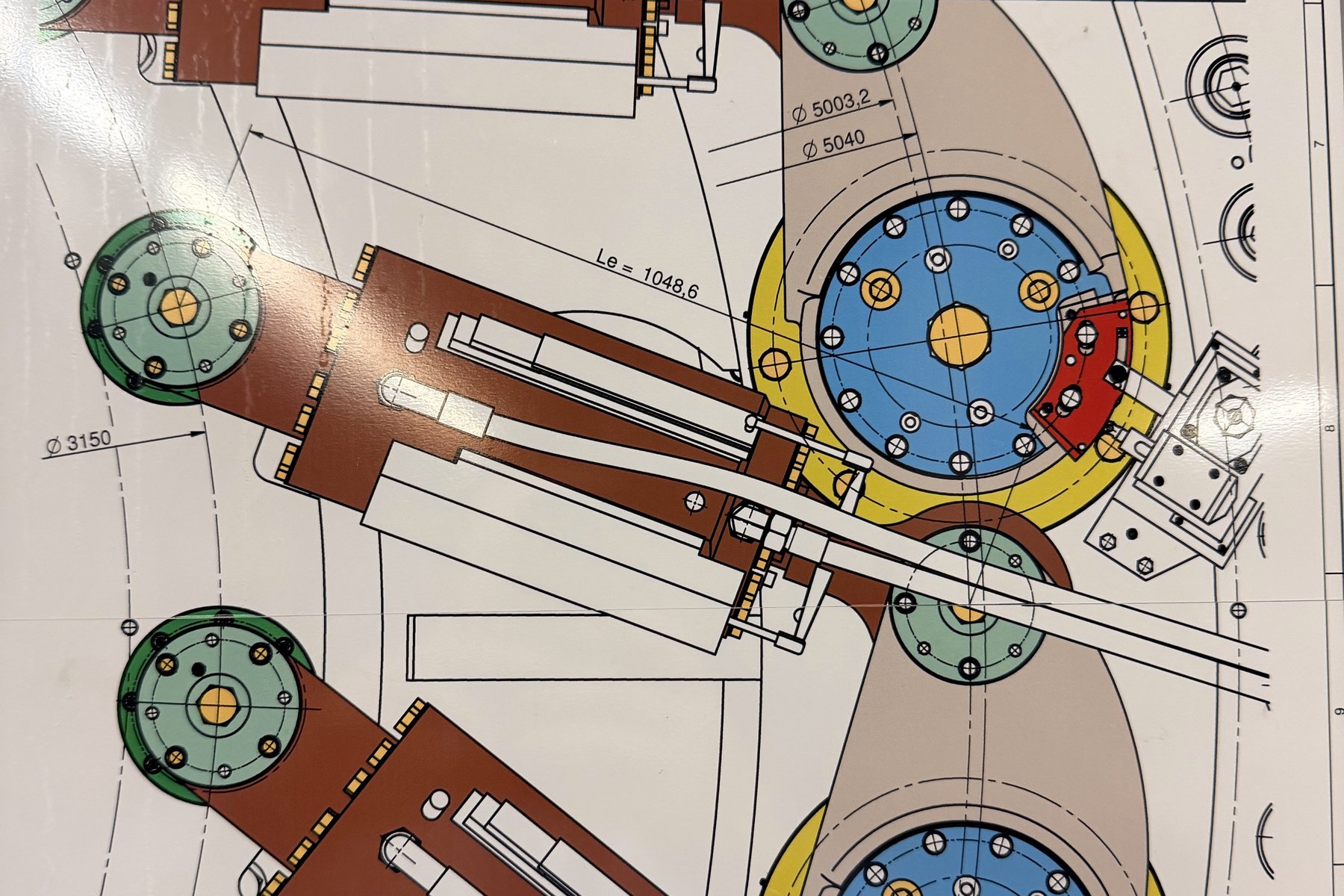 A detail of the pump-turbine’s technical drawings on display at Rodundwerk II: the guide-vane linkage