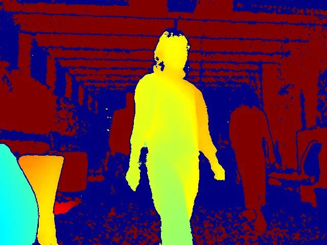 PasWITS project photo: Privacy by design: a person seen only as a depth silhouette, with no identifiable features captured.